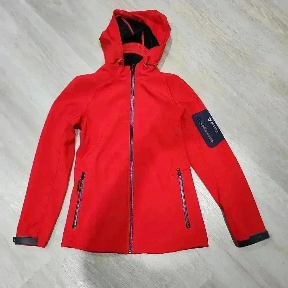 Reebok Women's Fur Lined Waterproof Running Hiking Hooded Jacket Red XS